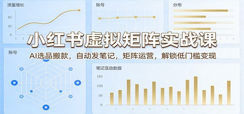 小红书虚拟矩阵实战课:AI选品搬款,自动发笔记,矩阵运营,解锁低门槛变现-51云资源
