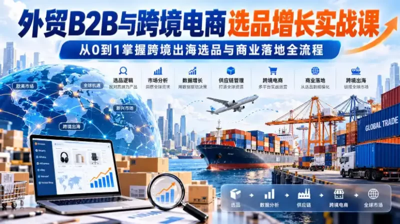 外贸B2B与跨境电商选品增长实战课,从0到1掌握跨境出海选品与商业落地全流程-51云资源