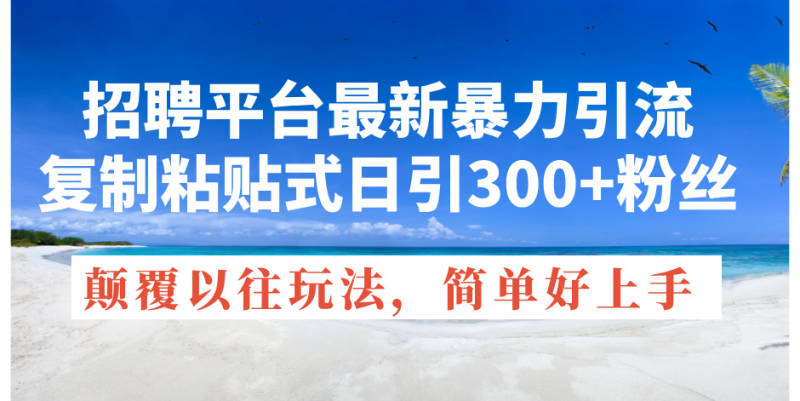 （11538期）招聘平台最新暴力引流，复制粘贴式日引300 粉丝，颠覆以往垃圾玩法，简…-51云资源