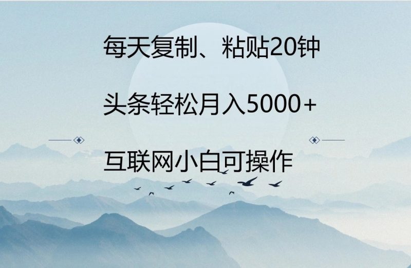 每天复制、粘贴20分钟 头条轻松月入5000   有手就可轻松操作-51云资源