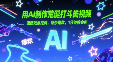 用AI制作荒诞打斗类视频，吸睛效果拉满，条条爆款，1分钟教会你-51云资源