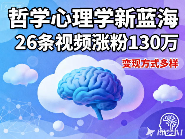 短视频新蓝海，哲学心理学赛道，26条视频涨粉130W，变现方式多样-51云资源