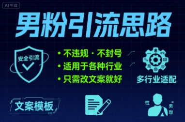 男粉引流思路不违规 不封号 适用于各种行业只需改文案就好-51云资源