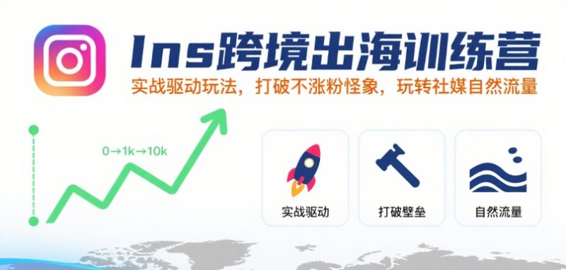 Ins跨境出海训练营,实战驱动玩法,打破不涨粉怪象,玩转社媒自然流量-51云资源