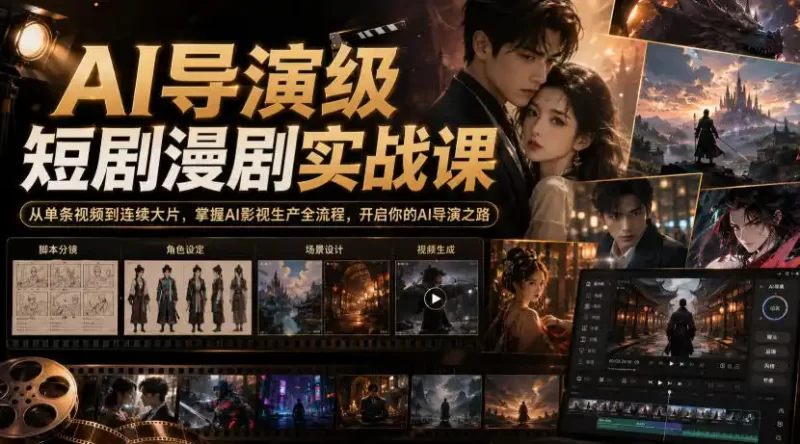 AI导演级短剧漫剧实战课,从单条视频到连续大片,掌握AI影视生产全流程,开启你的AI导演之路!-51云资源