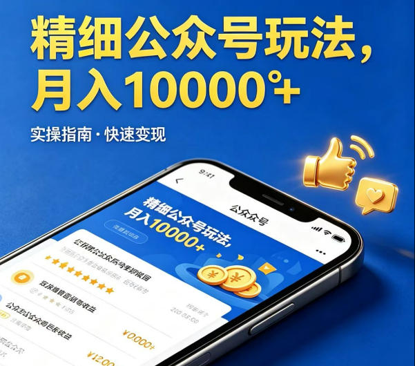 精细化公众号玩法,我们给你提供文章,你来负责发布,收益可观,月入1W 【揭秘】