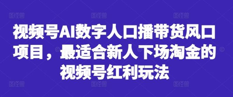 视频号AI数字人口播带货风口项目,最适合新人下场淘金的视频号红利玩法-51云资源
