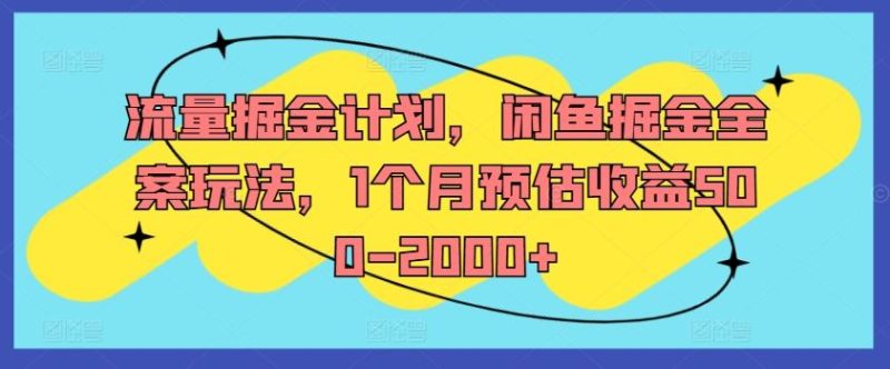 流量掘金计划，闲鱼掘金全案玩法，1个月预估收益500-2000-51云资源