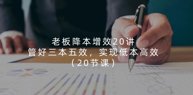 (11238期)老板 降本增效20讲,管好 三本五效,实现低本高效(20节课)-51云资源