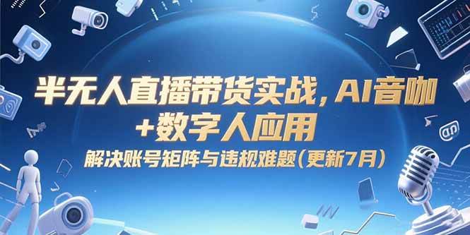 (15280期)半无人直播带货实战,AI音咖 数字人应用 解决账号矩阵与违规难题(更新7月)