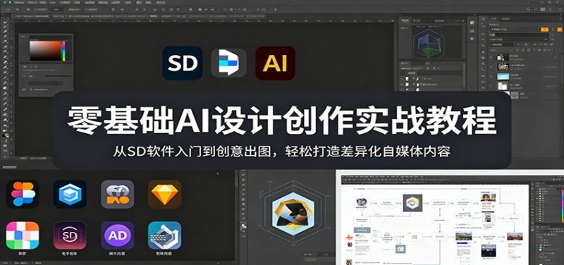 零基础AI设计创作实战教程:从SD软件入门到创意出图,轻松打造差异化自媒体内容-51云资源