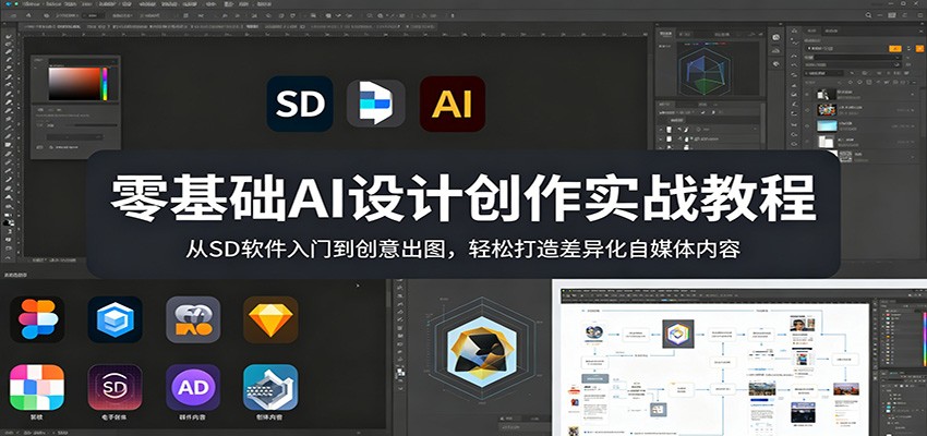 零基础AI设计创作实战教程:从SD软件入门到创意出图,轻松打造差异化自媒体内容