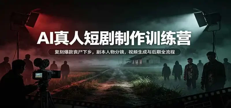 AI真人短剧制作训练营:复刻爆款丧尸下乡,剧本人物分镜,视频生成与后期全流程-51云资源