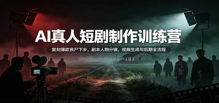 AI真人短剧制作训练营：复刻爆款丧尸下乡，剧本人物分镜，视频生成与后期全流程-51云资源