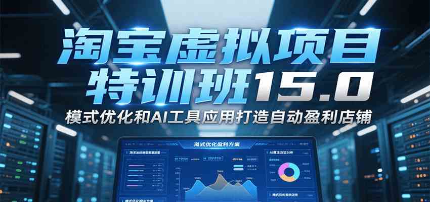 淘宝虚拟项目特训班15.0,模式优化和AI工具应用打造自动盈利店铺
