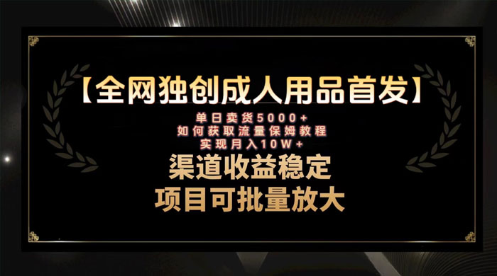 最新全网独创首发，成人用品赛道引流获客，单日卖货 5000 ，月入 10w 保姆级教程-51云资源