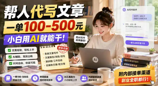 帮人代写文章，一单100-500，小白用AI就能干，附内部接单渠道，副业全职都行【揭秘】-51云资源
