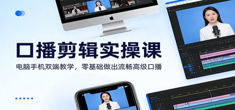口播剪辑实操课:电脑手机双端教学,零基础做出流畅高级口播-51云资源