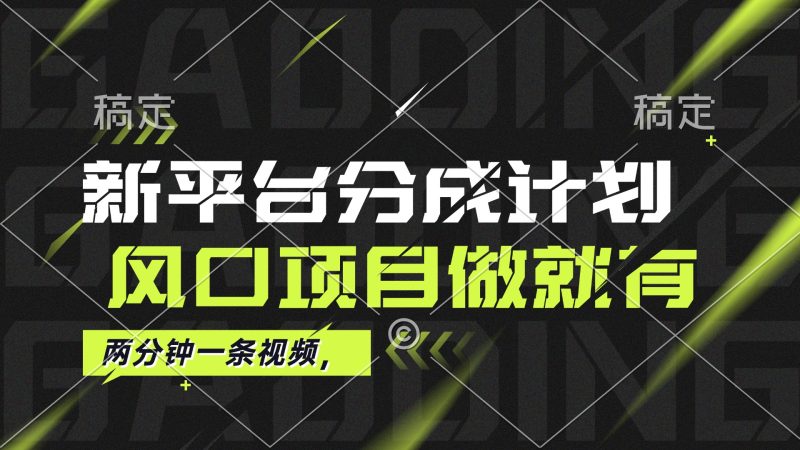 （12442期）最新平台分成计划，风口项目，单号月入10000-51云资源