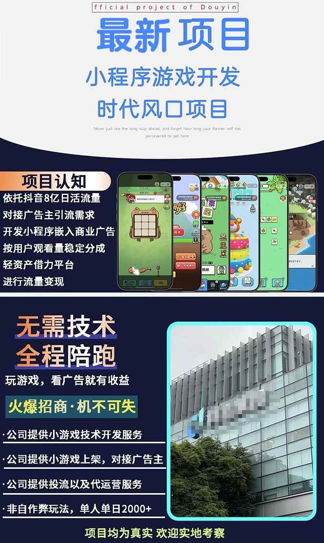 （15442期）2025最热抖音项目 Ai时代风口项目小程序游戏开发 实测单个游戏日收入1800 