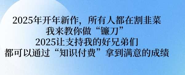 2025年开年新作，所有人都在割韭菜，我来教你做“镰刀” 2025让支持我的好兄弟们都可以通过“知识付费”拿到满意的成绩【揭秘】-51云资源
