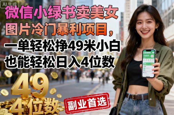 微信小绿书卖美女图片冷门暴利项目，一单轻松挣49米小白也能轻松日入4位数-51云资源