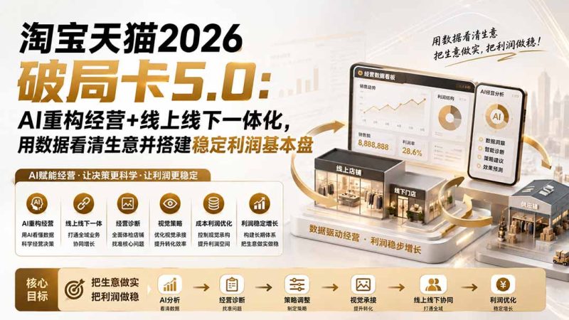淘宝天猫2026破局卡5.0：AI重构经营 线上线下一体化，用数据看清生意并搭建稳定利润基本盘-51云资源