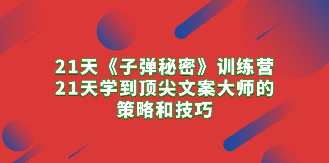 (10210期)21天《子弹秘密》训练营,21天学到顶尖文案大师的策略和技巧