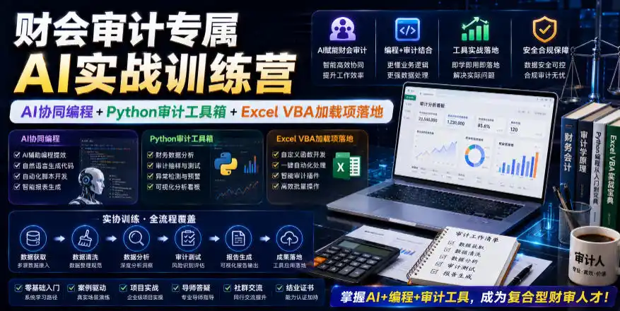 财会审计专属AI实战训练营|AI协同编程 Python审计工具箱 Excel VBA加载项落地(更新0816)-51云资源