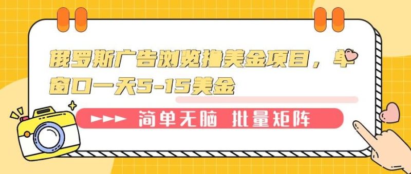 （13929期）俄罗斯广告浏览撸美金项目，单窗口一天5-15美金-51云资源