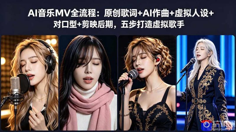 AI音乐MV全流程:原创歌词 AI作曲 虚拟人设 对口型 剪映后期,五步打造虚拟歌手-51云资源