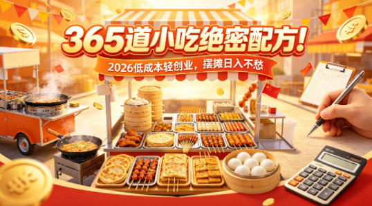 365道小吃绝密配方！2026低成本轻创业，摆摊日入不愁-51云资源
