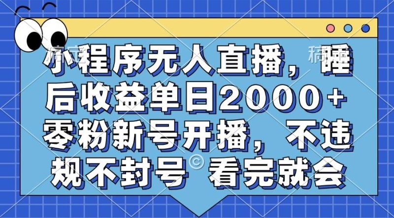 （13251期）小程序无人直播，睡后收益单日2000  零粉新号开播，不违规不封号 看完就会-51云资源