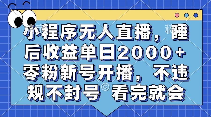 （13251期）小程序无人直播，睡后收益单日2000  零粉新号开播，不违规不封号 看完就会-51云资源