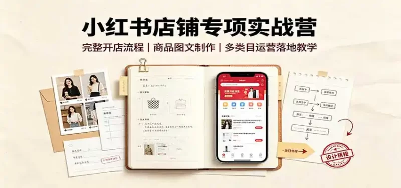 小红书店铺专项实战营:完整开店流程,商品图文制作,多类目运营落地教学-51云资源