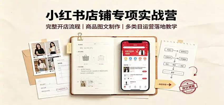 小红书店铺专项实战营:完整开店流程,商品图文制作,多类目运营落地教学-51云资源