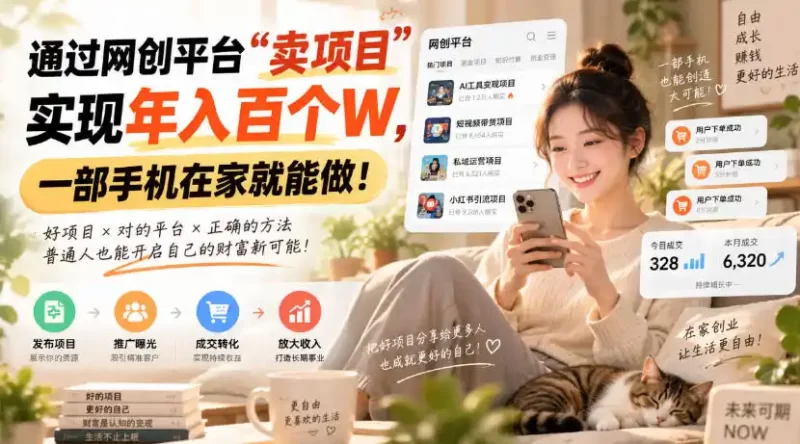 靠卖网创项目变现,一年拿下百万收益!一台手机就能操作!-51云资源