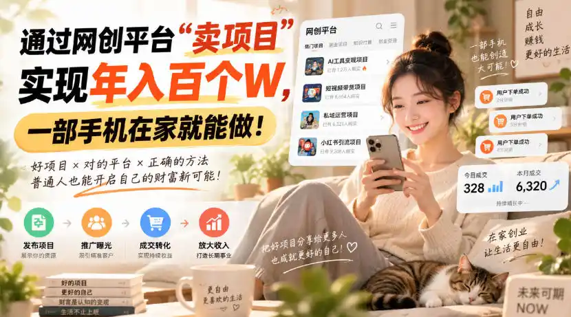 靠卖网创项目变现,一年拿下百万收益!一台手机就能操作!