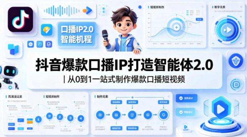 抖音爆款口播IP打造智能体2.0|从0到1一站式制作爆款口播短视频-51云资源