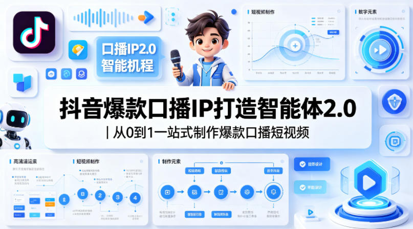 抖音爆款口播IP打造智能体2.0｜从0到1一站式制作爆款口播短视频-51云资源