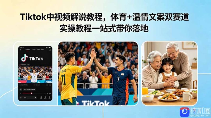 Tiktok中视频解说教程,体育 温情文案双赛道实操教程一站式带你落地-51云资源