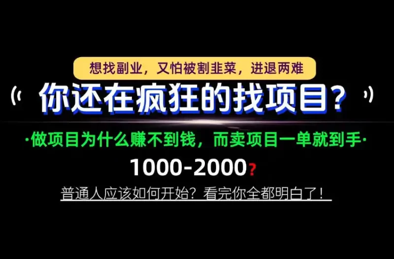 你还在疯狂的找项目?别傻了!卖项目才是真正的一本万利!怎么做,看完你全都明白!【揭秘】-51云资源
