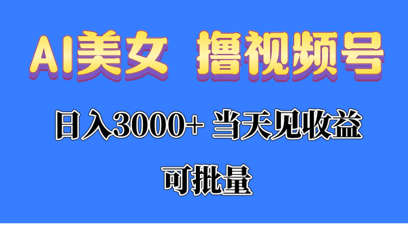 （10471期）AI美女 撸视频号分成，当天见收益，日入3000 ，可批量！！！-51云资源