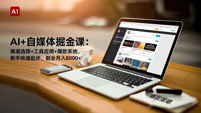 AI 自媒体掘金课:赛道选择 工具应用 爆款系统,新手快速起步,副业月入8000