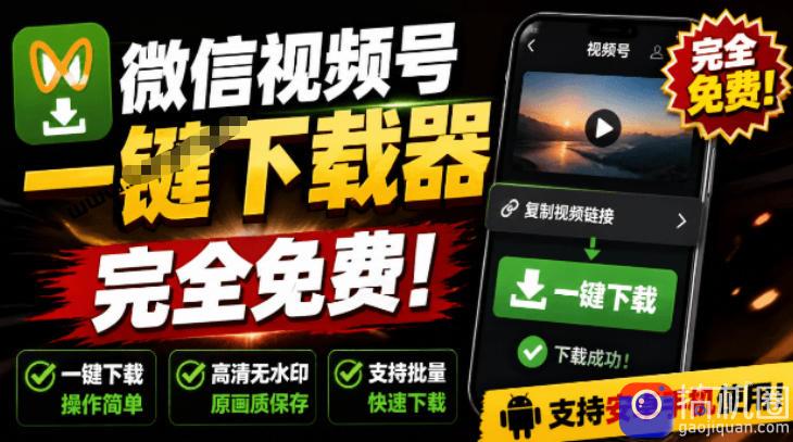 手机端也可下载微信视频号了？完全免费使用，一键解析视频号原视频和封面视频号下载助手v1.1-51云资源