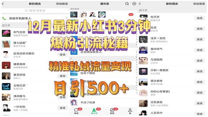 (13653期)12月最新小红书3分钟爆粉引流秘籍 精准私域流量变现 日引500-51云资源