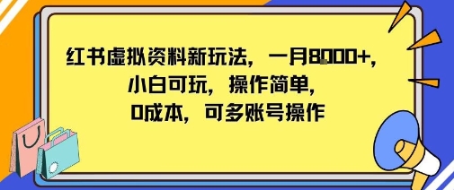 小红书虚拟资料新玩法，一月8k 小白可玩，操作简单-51云资源