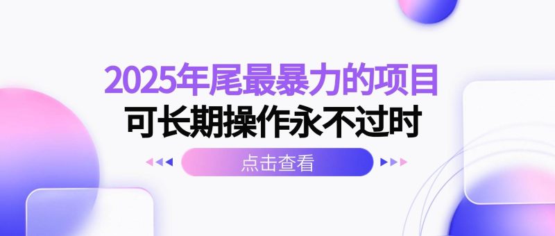 （16316期）2025年尾最暴力的项目可长期操作永不过时-51云资源
