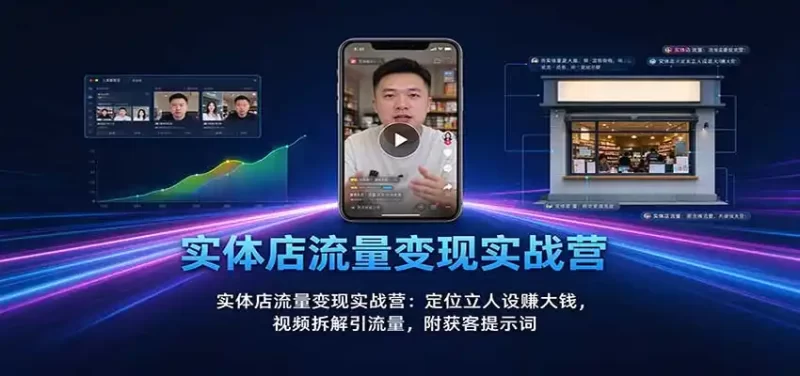 实体店流量变现实战营:定位立人设赚大钱,视频拆解引流量,附获客提示词-51云资源