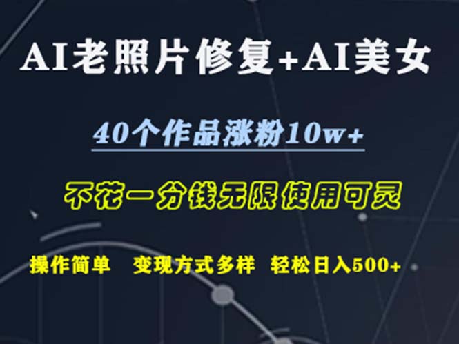 （12489期）AI老照片修复 AI美女玩发 40个作品涨粉10w  不花一分钱使用可灵 操…-51云资源